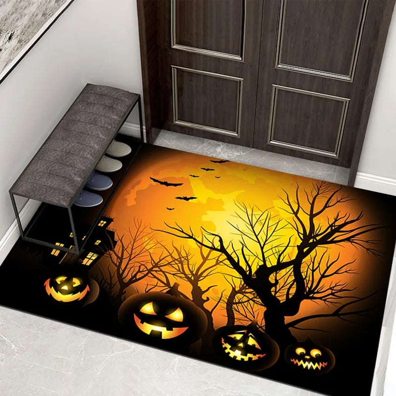 Gruselige Halloween Fußmatte – Rutschfeste Türmatte mit Kürbis- und Geistermotiv für den Eingangsbereich | Karnz