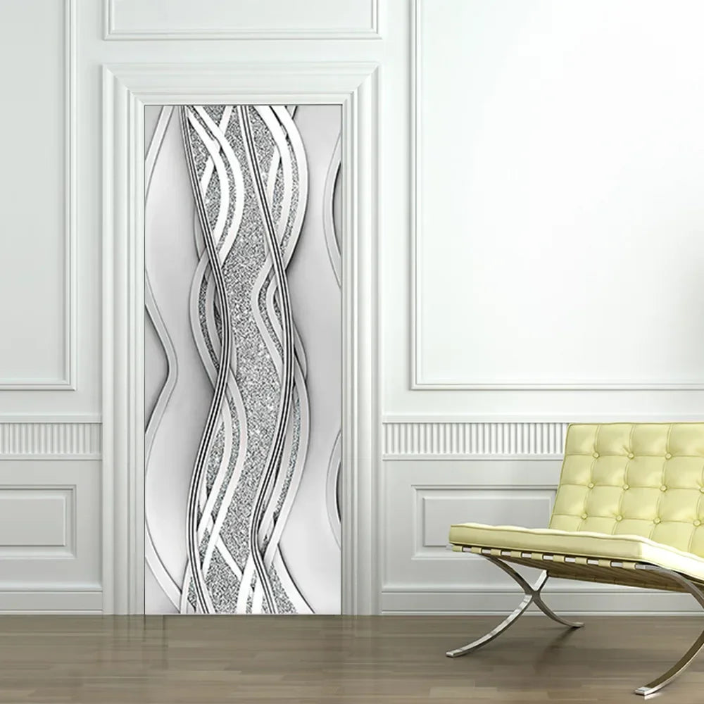 Moderne abstrakte Perlen geometrische Türaufkleber Mural abnehmbar PVC Vinyl Peel N Stick Wandkunst Mural Dekor für Innentüren Kreative DIY Wohnkultur | Karnz