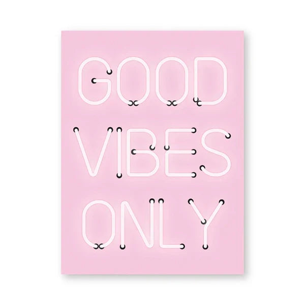 Good Vibes Only Neon Pink Poster Wandkunst Fine Art Leinwanddrucke Positivität Bild für Wohnzimmer Mädchen Schlafzimmer Salon Kunst Dekor | Karnz