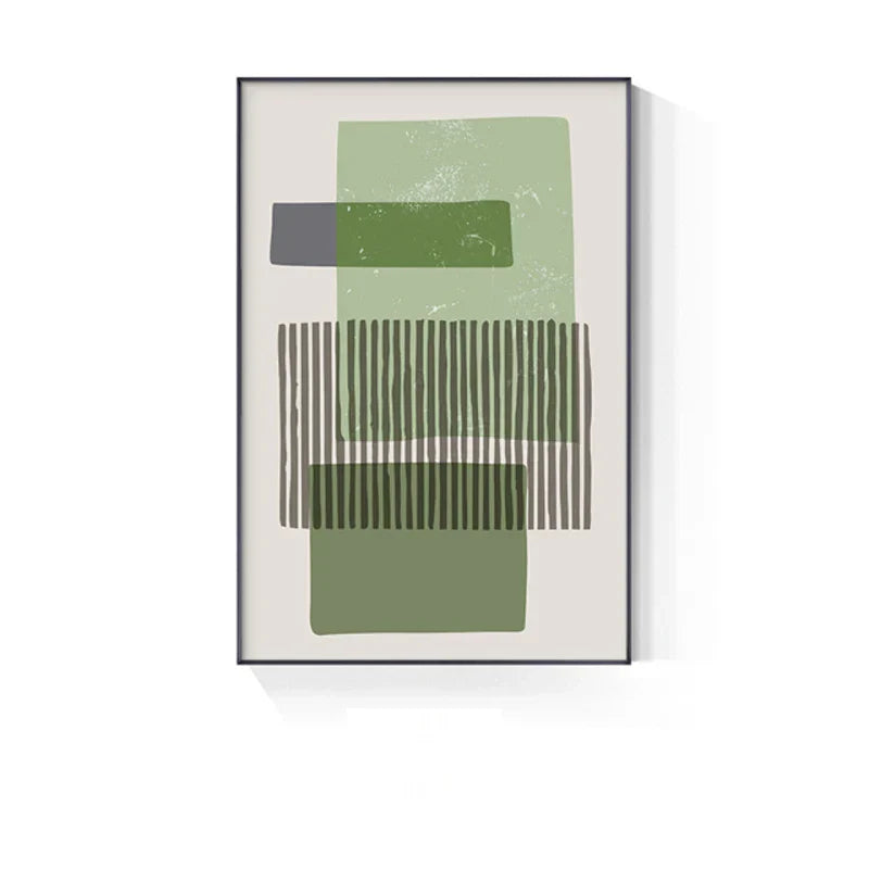 Abstract Grünes Geometrisches Linienkunst Wandkunst Fine Art Leinwanddrucke Bilder Für Modernes Apartment Wohnzimmer Home Office Kunst Dekor | Karnz