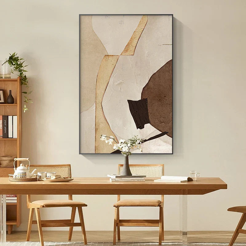 Nordic Abstract Braun Beige Geometrisch Farbblock Wandkunst Feine Kunst Leinwanddrucke Neutrale Töne Bilder Für Wohnzimmer Büro Dekor | Karnz