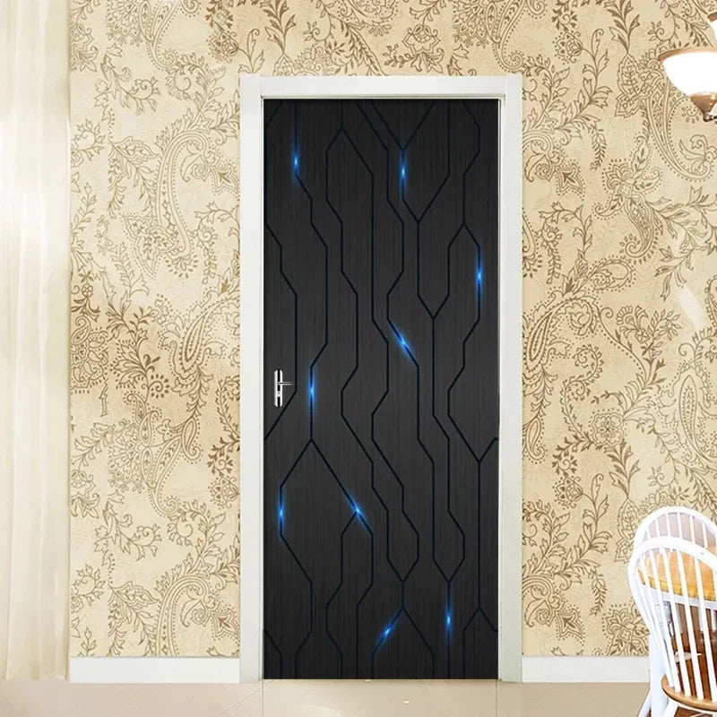 Moderne abstrakte Perlen geometrische Türaufkleber Mural abnehmbar PVC Vinyl Peel N Stick Wandkunst Mural Dekor für Innentüren Kreative DIY Wohnkultur | Karnz