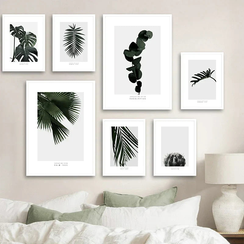 Minimalistische grüne Blätter moderne botanische Exemplare Wandkunst Fine Art Leinwanddrucke Galerie Wandbilder für Wohnzimmer Esszimmer Kunstdeko | Karnz