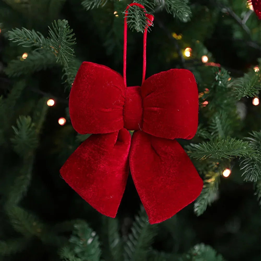 Rote Samtschleife zum Dekorieren – Eleganter Baumschmuck für Weihnachten, Ideal für Christbaum, Türdekoration oder festliche Geschenkverpackungen | Karnz