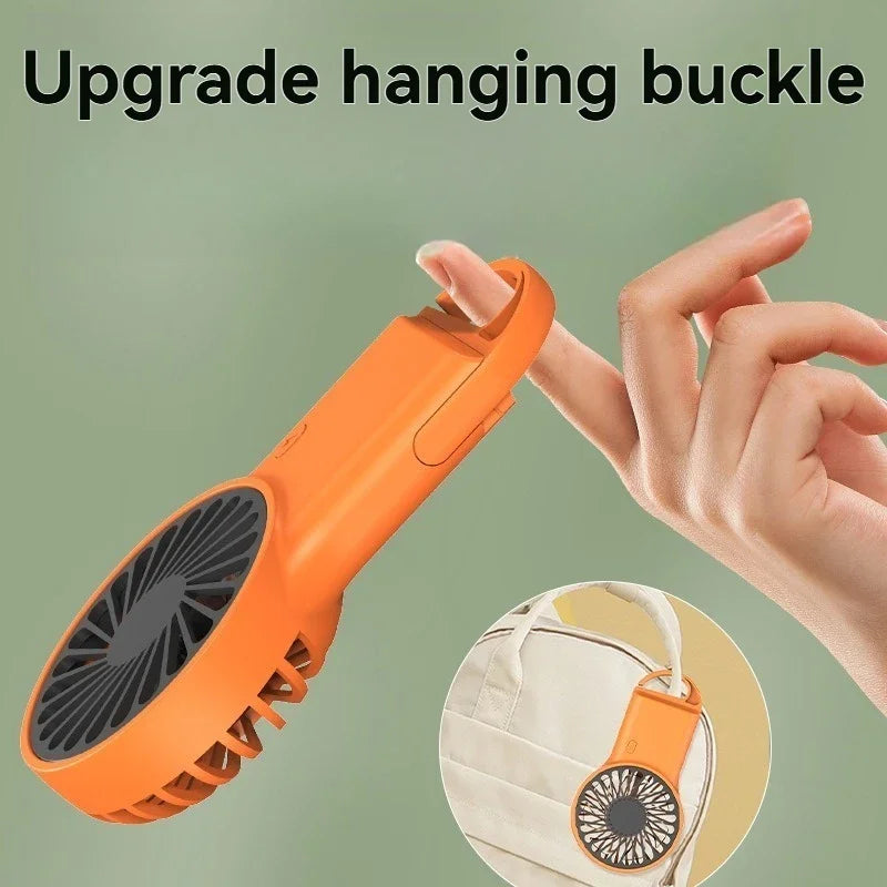 Neuer faltbarer USB wiederaufladbarer Mini-Ventilator | Handventilator für den Schreibtisch mit Cartoon-Design & Haken für Outdoor-, Heim- & Bürogebrauch | Karnz