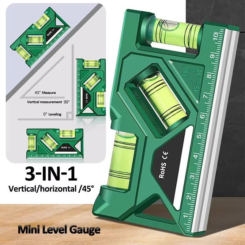 Präzisions-Taschenwasserwaage mit Magnetfuß und Winkelmesser