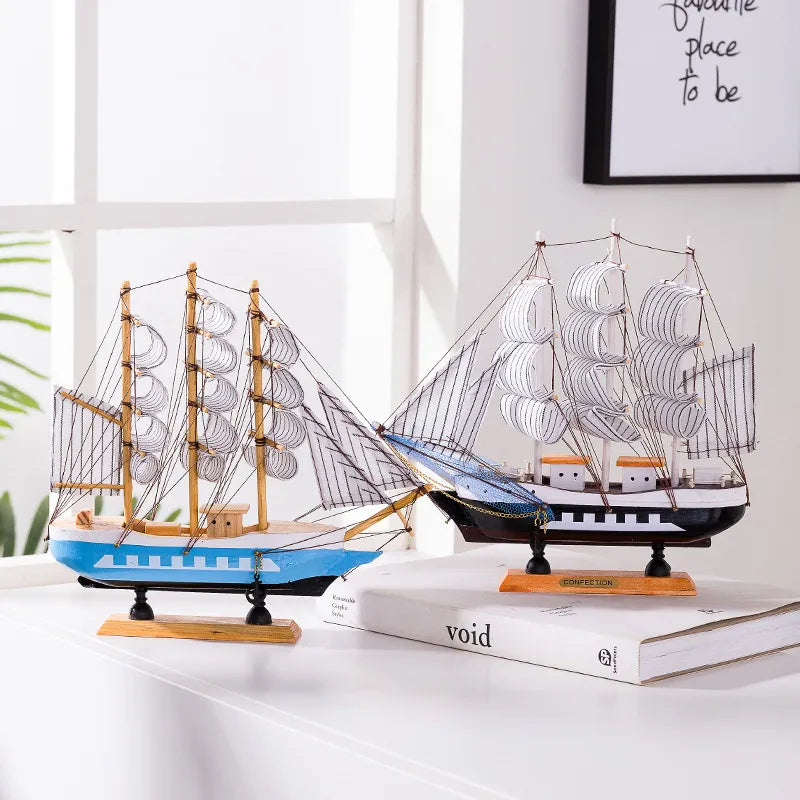 Karnz | Royaleva Nordic Holz Segelboot Skulptur - LED beleuchtetes Dekorstück, batteriebetrieben
