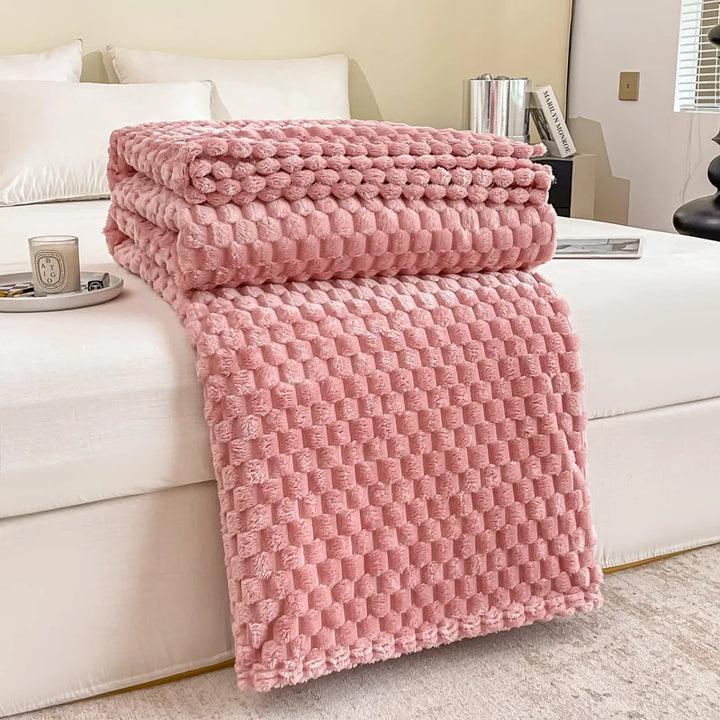 Karnz | Gemusterte weiche Samtdecke warme gemütliche Decke für Sofa und Bett