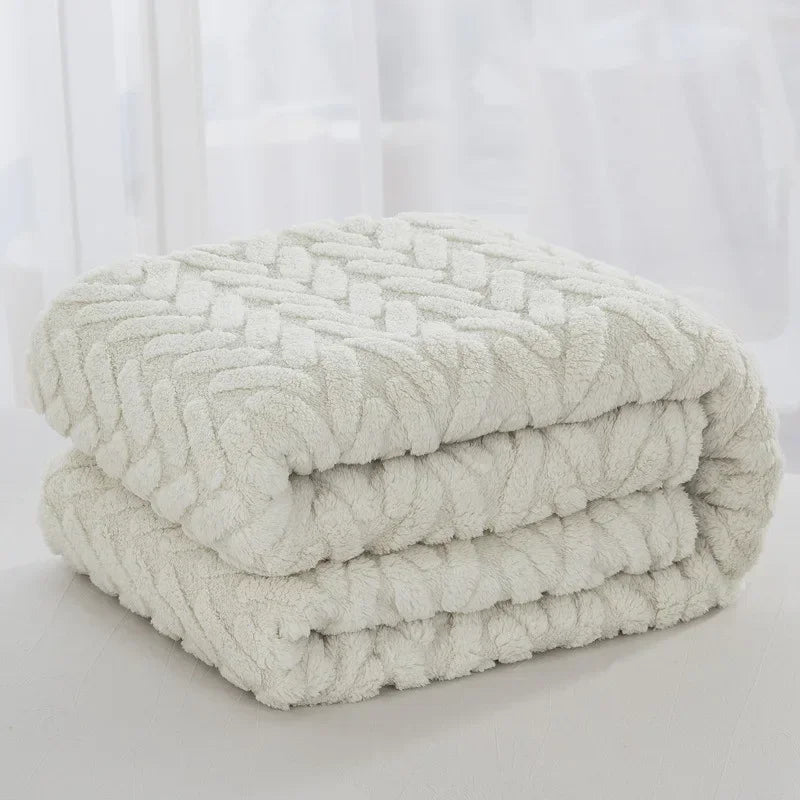 Karnz | Jacquard Fleece Decke CozyWeave | Einzelnes Layer & Doppelseitig | Weiche Tafu & Shu Baumwollfleece | Für Herbst & Winter