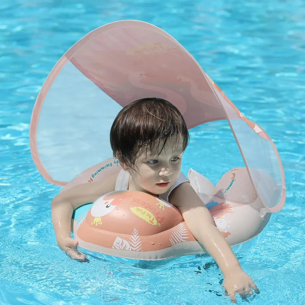 Solaboo Baby-Schwimmring | Mit UV-Schutzdach und Stütze | Aufblasbar und sicher | Ab 6 Monaten