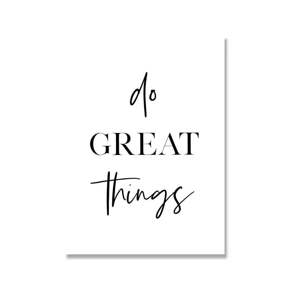 Mach große Dinge Motivationszitate Tägliches Mantra Poster Wandkunst Fine Art Leinwanddrucke Schwarz Weiß Bilder Für Wohnzimmer Home Office Dekor | Karnz