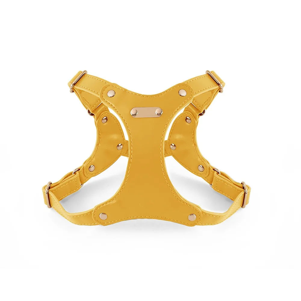 Verstellbares Leder-Hundegeschirr mit personalisierbarem Gravur Karnz