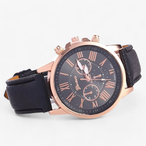 Camille Damenuhr mit wasserdichtem Lederarmband, 42 mm