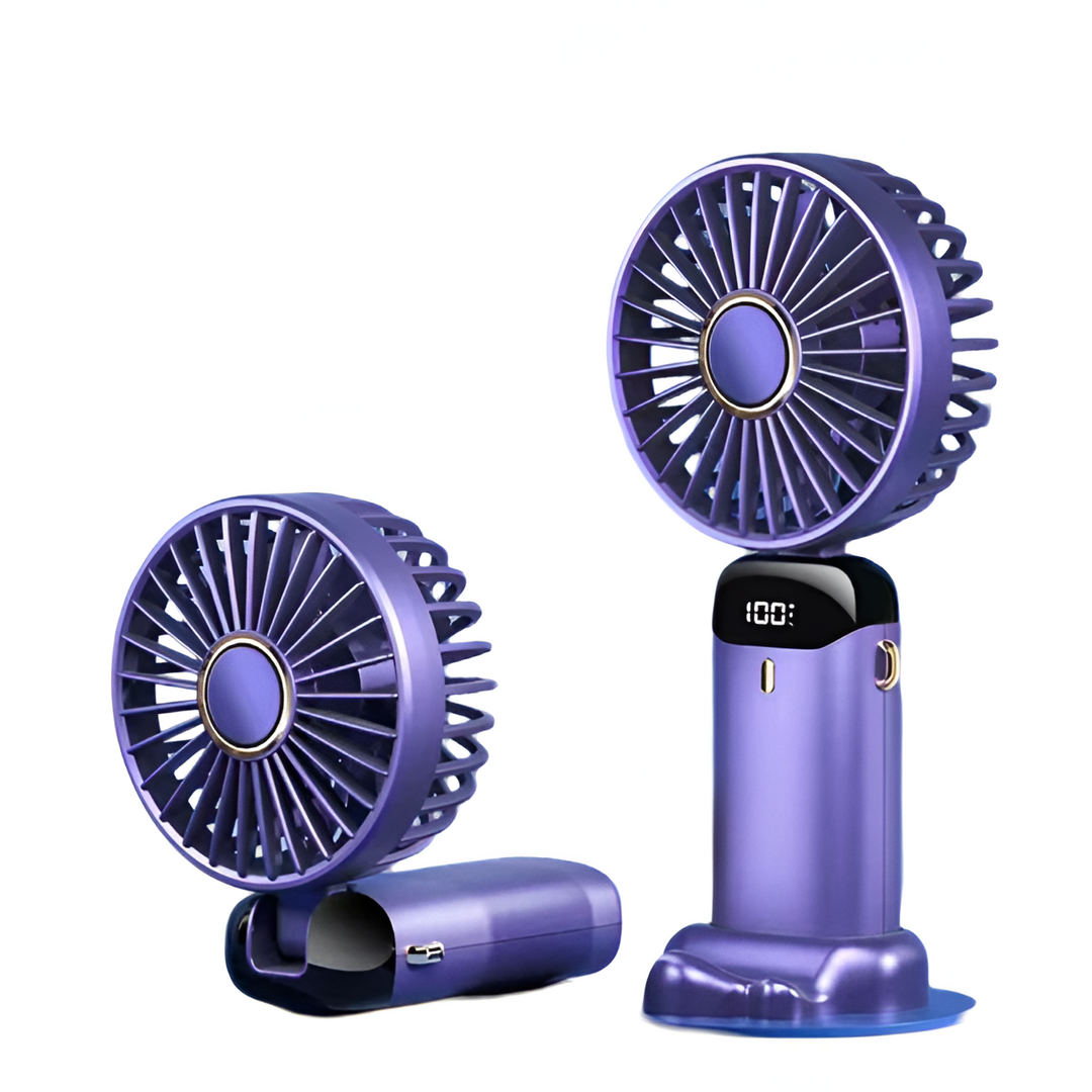 Wiederaufladbarer Handheld Mini Ventilator | 5-Geschwindigkeits, 90-Grad verstellbar & leise für Büro, Zuhause & Außenbereich | Karnz