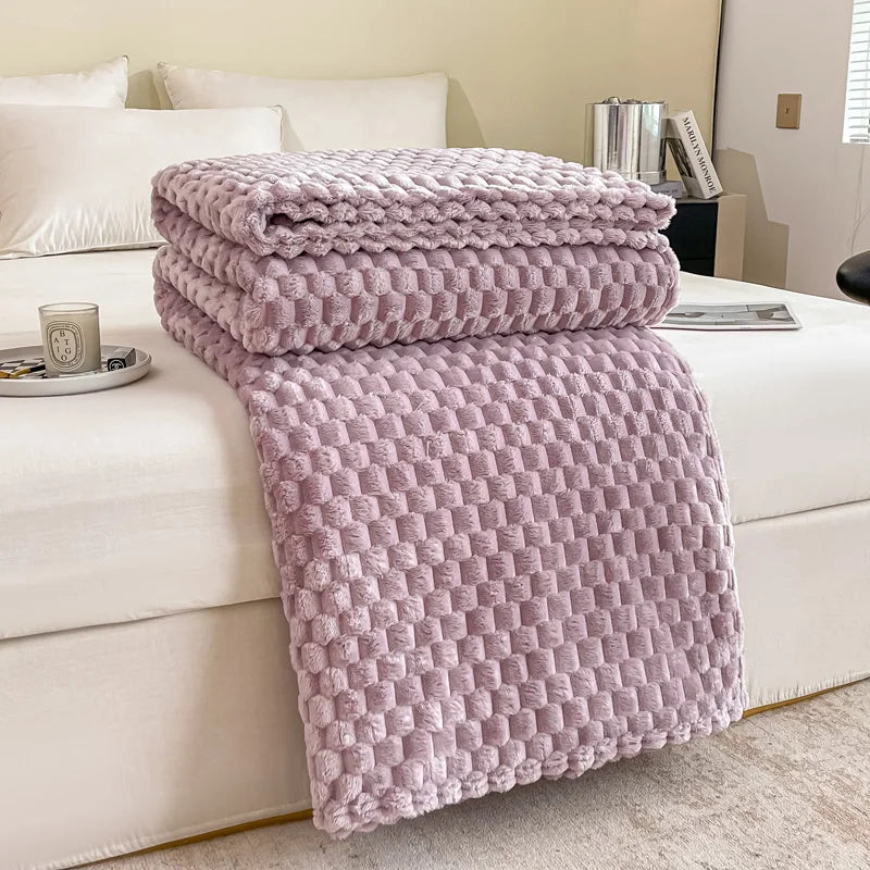 Karnz | Gemusterte weiche Samtdecke warme gemütliche Decke für Sofa und Bett