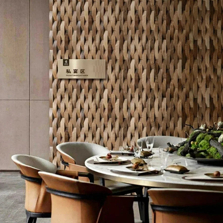 3D-Mosaik-Wandpaneel aus Massivholz mit Akustikdesign
