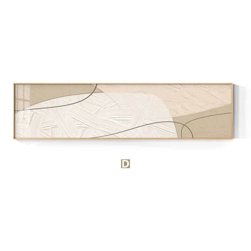 Moderne abstrakte Wandkunst im breiten Format Neutrale Farben Fließende Linien Fine Art Leinwanddrucke Bilder für über dem Sofa Kunst für über dem Bett | Karnz