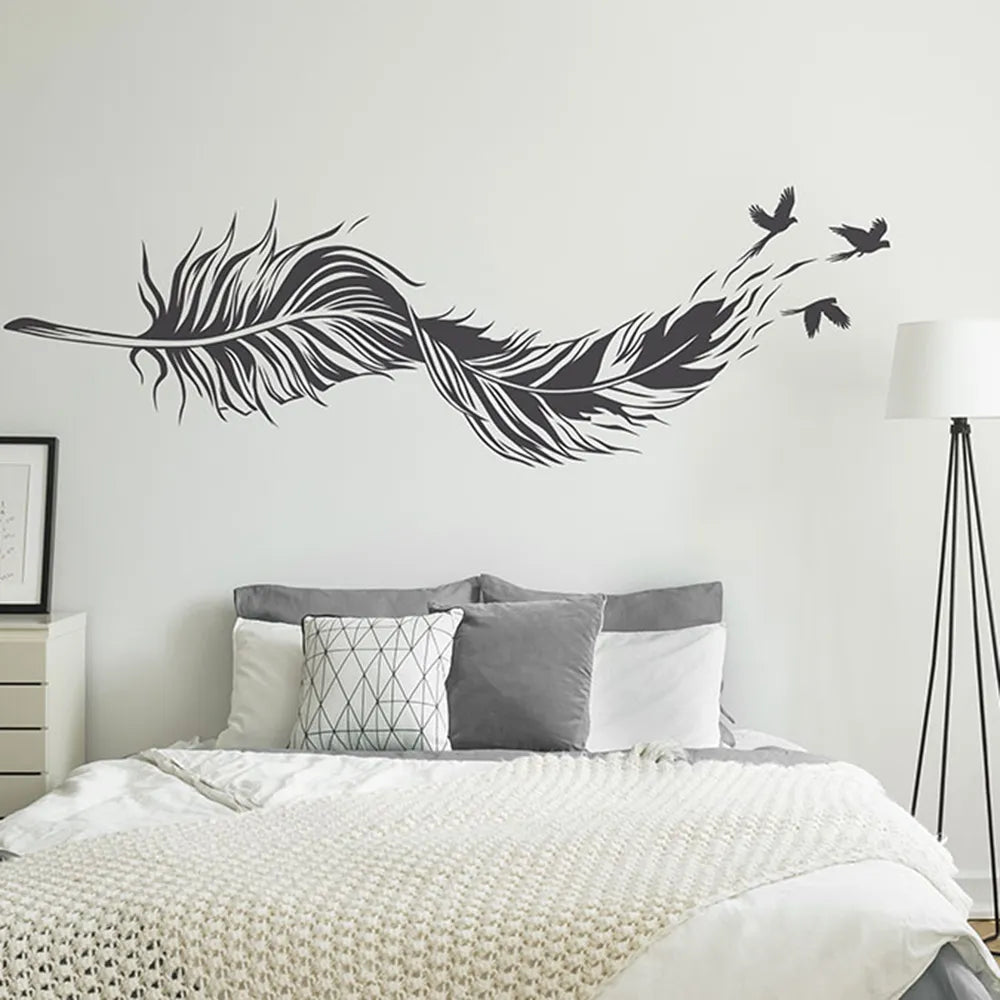 Vögel einer Feder Vinyl Wandaufkleber für Schlafzimmer Wohnzimmer Abnehmbarer Peel & Stick Wandtattoo für kreative DIY Wohnkultur | Karnz
