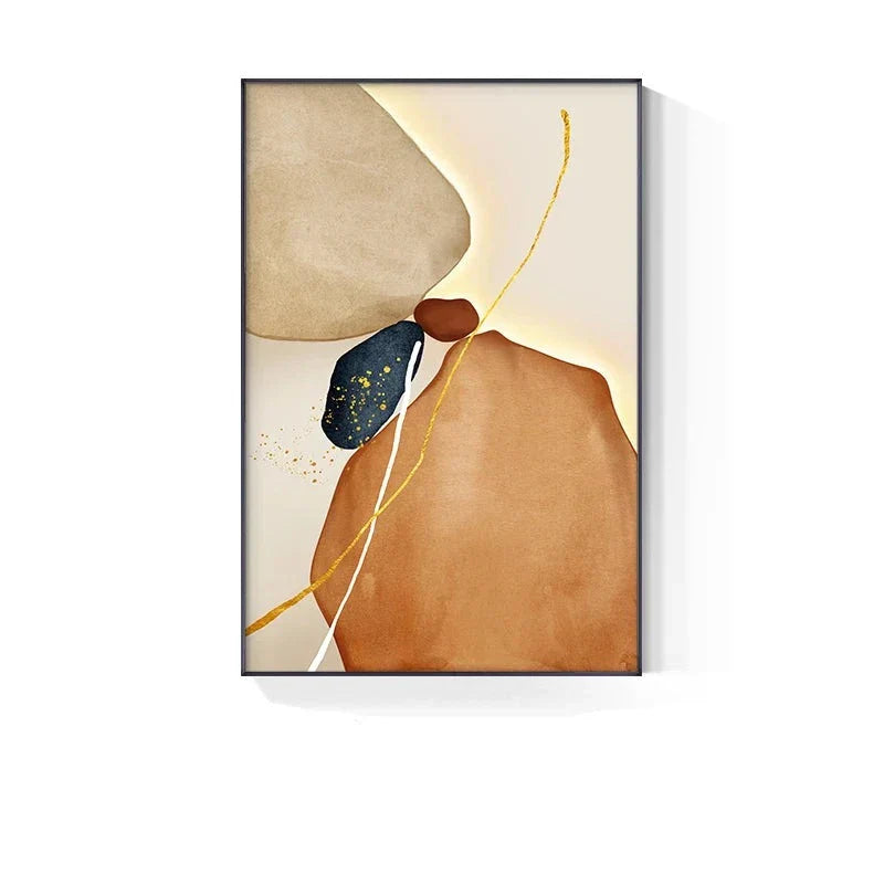 Moderne abstrakte nordische Zen-Kiesel Wandkunst feine Kunstdrucke auf Leinwand neutrale Töne geomorphes Design Bilder für zeitgenössische Innenräume | Karnz