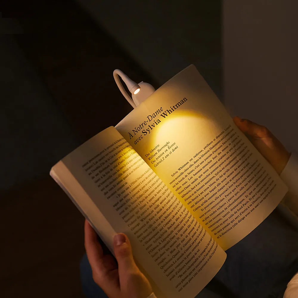 Mini Buchlicht - Tragbares Clip-On Nachtlicht mit USB-Ladung, dimmbares LED für Schlafzimmer, Augenschutz und Camping - 360° Flip Clip Buchlampe