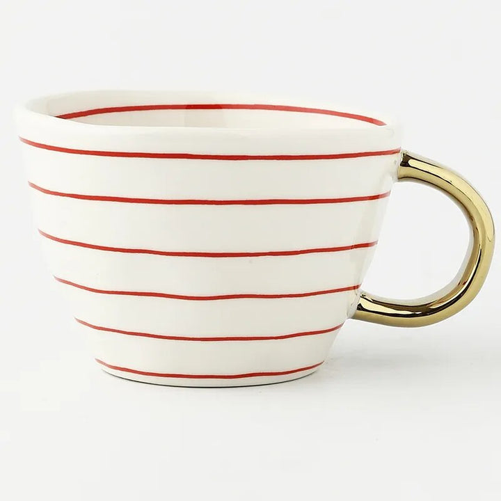 Premium Geometrische Keramiktasse mit Goldgriff – Erheben Sie Ihr tägliches Getränk