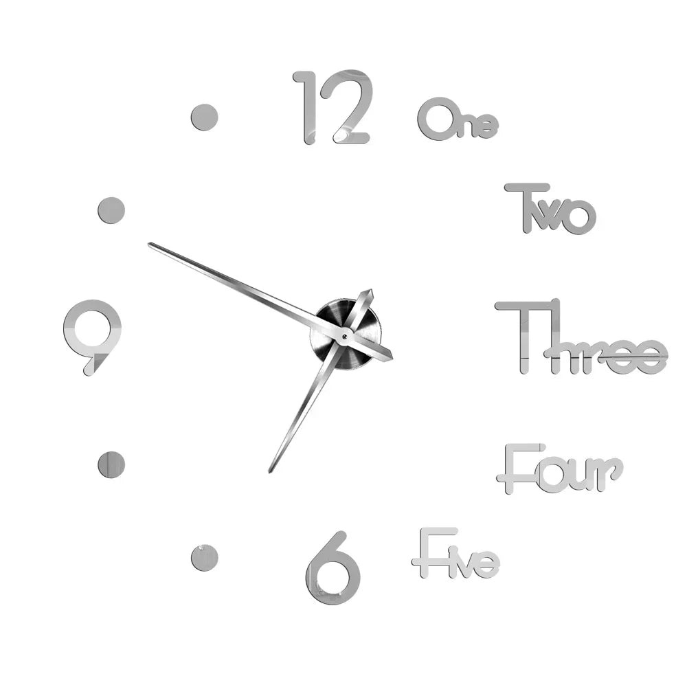 Große Wanduhr DIY 3D Selbstkleber Spiegel Acryl Wanduhr für Küche Esszimmer Wohnzimmer Kreative Wohnkultur | Karnz