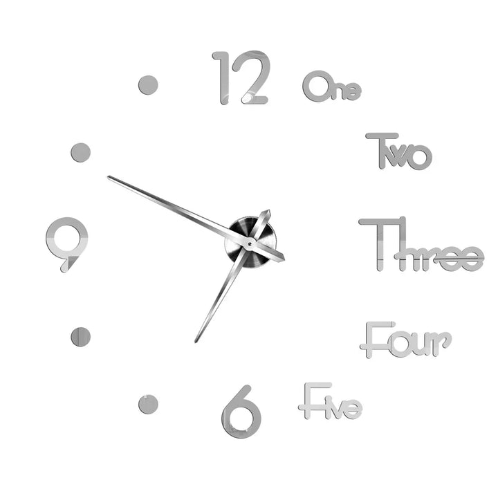Große Wanduhr DIY 3D Selbstkleber Spiegel Acryl Wanduhr für Küche Esszimmer Wohnzimmer Kreative Wohnkultur | Karnz
