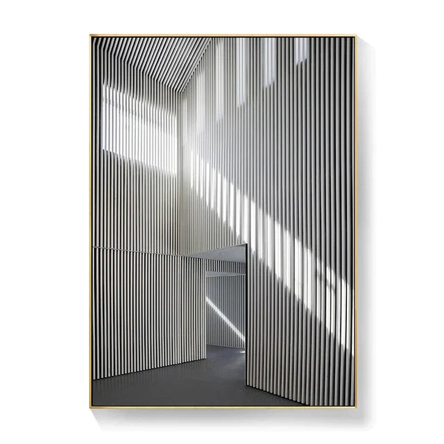 Schwarz Weiß Architektonische Innenräume Wandkunst Fine Art Leinwanddrucke Druckbilder für modernes Loft Wohnzimmer Büro Dekor | Karnz