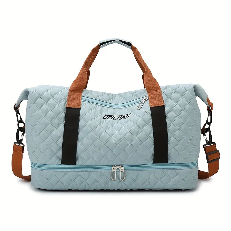 Karnz | Travessia Reisetasche mit Schuhfach | Große Kapazität & Rautenmuster | Nylon Wochenendtasche für Sport, Kurzreisen & den Alltag
