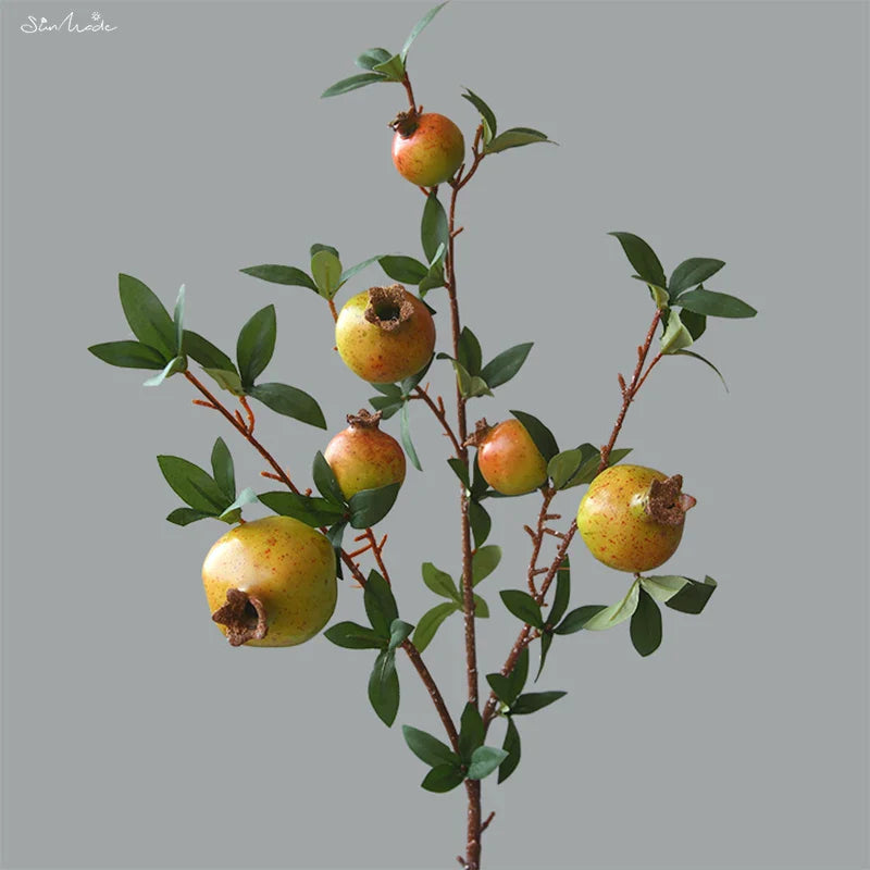 6-teilige künstliche Granatapfel-Fruchtzweig mit Blättern