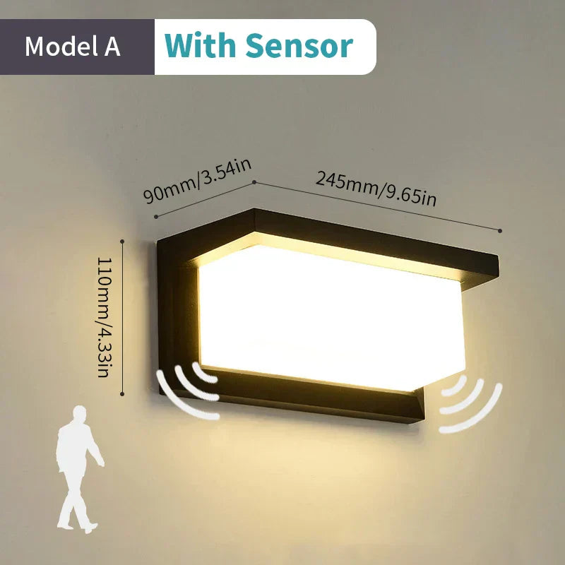 Karnz | LED-Wandleuchte mit Radar-Bewegungsmelder – 16W wasserdichtes Licht für den Innen- und Außenbereich, kaltes und warmes Weißes Licht, AC85-265V