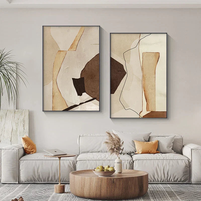 Nordic Abstract Braun Beige Geometrisch Farbblock Wandkunst Feine Kunst Leinwanddrucke Neutrale Töne Bilder Für Wohnzimmer Büro Dekor | Karnz