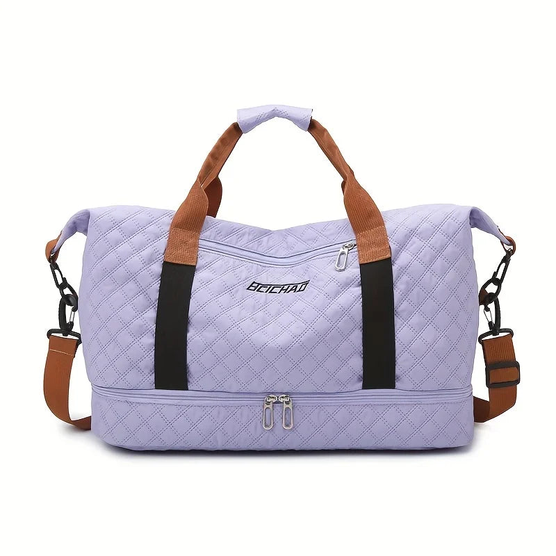 Karnz | Travessia Reisetasche mit Schuhfach | Große Kapazität & Rautenmuster | Nylon Wochenendtasche für Sport, Kurzreisen & den Alltag