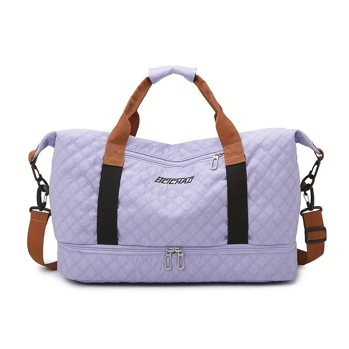 Karnz | Travessia Reisetasche mit Schuhfach | Große Kapazität & Rautenmuster | Nylon Wochenendtasche für Sport, Kurzreisen & den Alltag