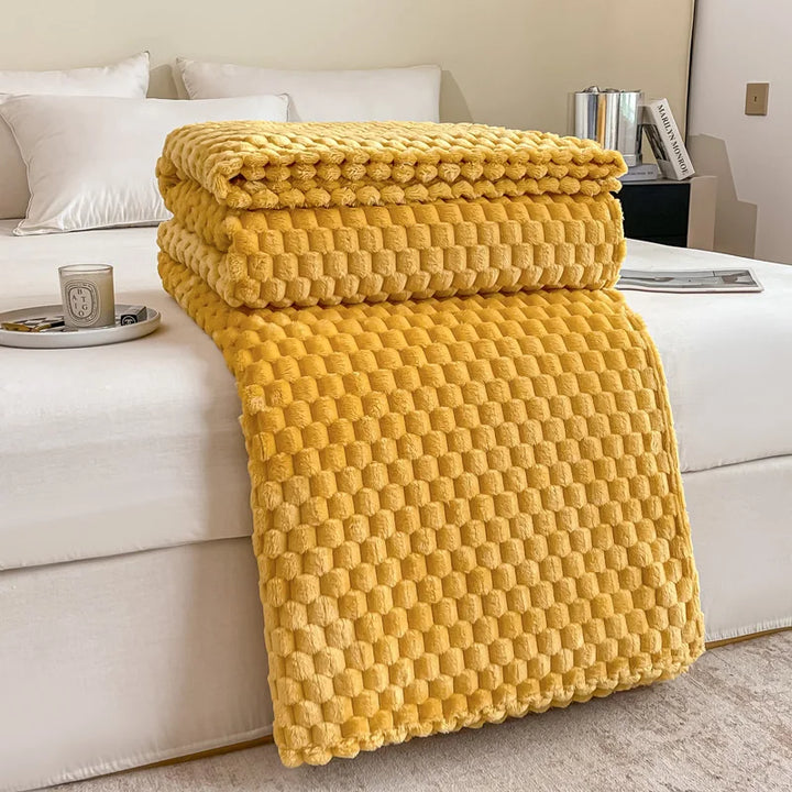 Karnz | Gemusterte weiche Samtdecke warme gemütliche Decke für Sofa und Bett