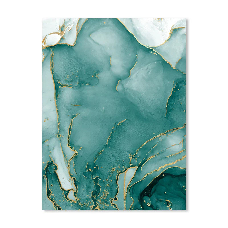 Moderne abstrakte Aqua-Flüssigkeit Marmor Drucke Wandkunst Fine Art Leinwanddrucke Bilder für Wohnzimmer Esszimmer Home Office Dekor | Karnz