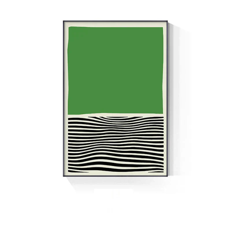 Abstract Grünes Geometrisches Linienkunst Wandkunst Fine Art Leinwanddrucke Bilder Für Modernes Apartment Wohnzimmer Home Office Kunst Dekor | Karnz