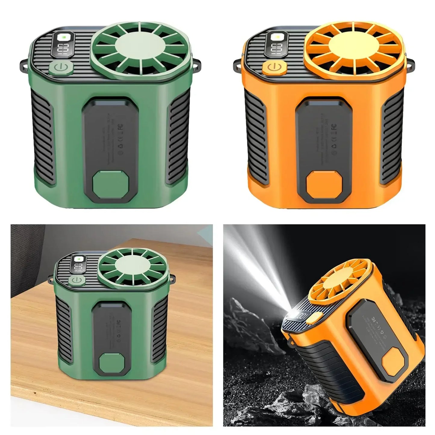 20000mAh Tragbarer Taillenventilator - Starker Wind Hängender Nackenventilator mit Powerbank und LED-Beleuchtung für Outdoor-Sport und Arbeit | Karnz
