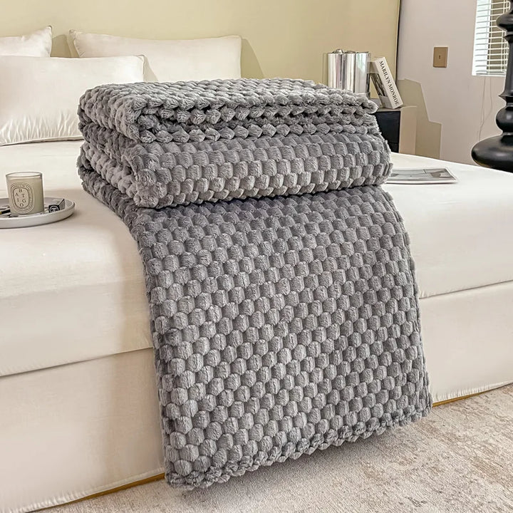 Karnz | Gemusterte weiche Samtdecke warme gemütliche Decke für Sofa und Bett