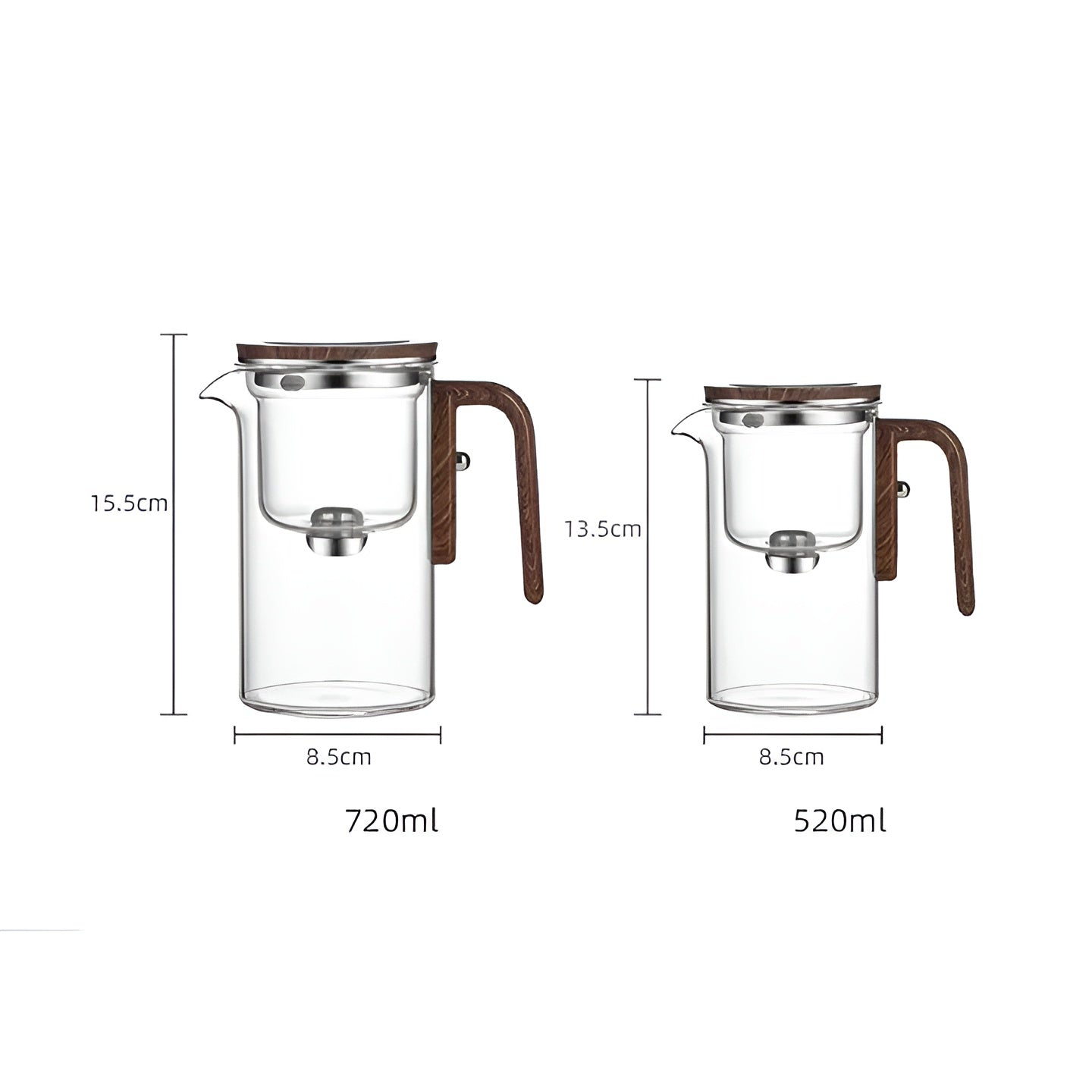 Glas-Teekanne mit Holzgriff – Ein-Klick-Filter | Perfekt für losen Tee & Puer | Karnz
