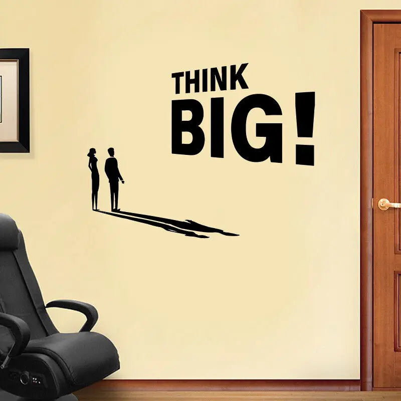 Think Big Vinyl Wandaufkleber Motivationszitate Wanddekoration Abnehmbarer DIY PVC Wandaufkleber für Büro Arbeitszimmer Inspirierendes tägliches Mantra | Karnz