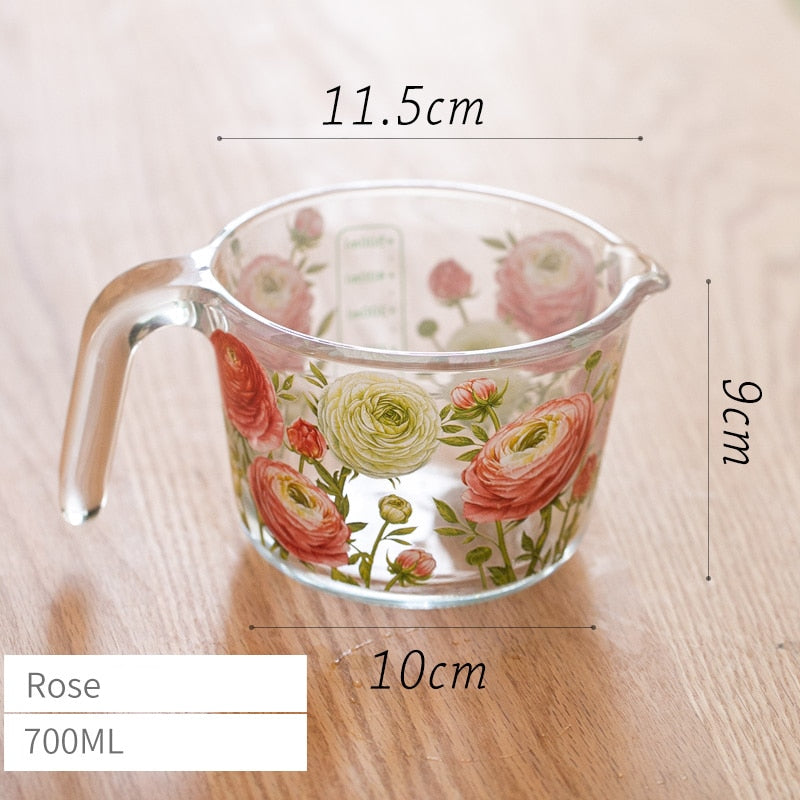 Retro Flowers Messbecher mit Deckel