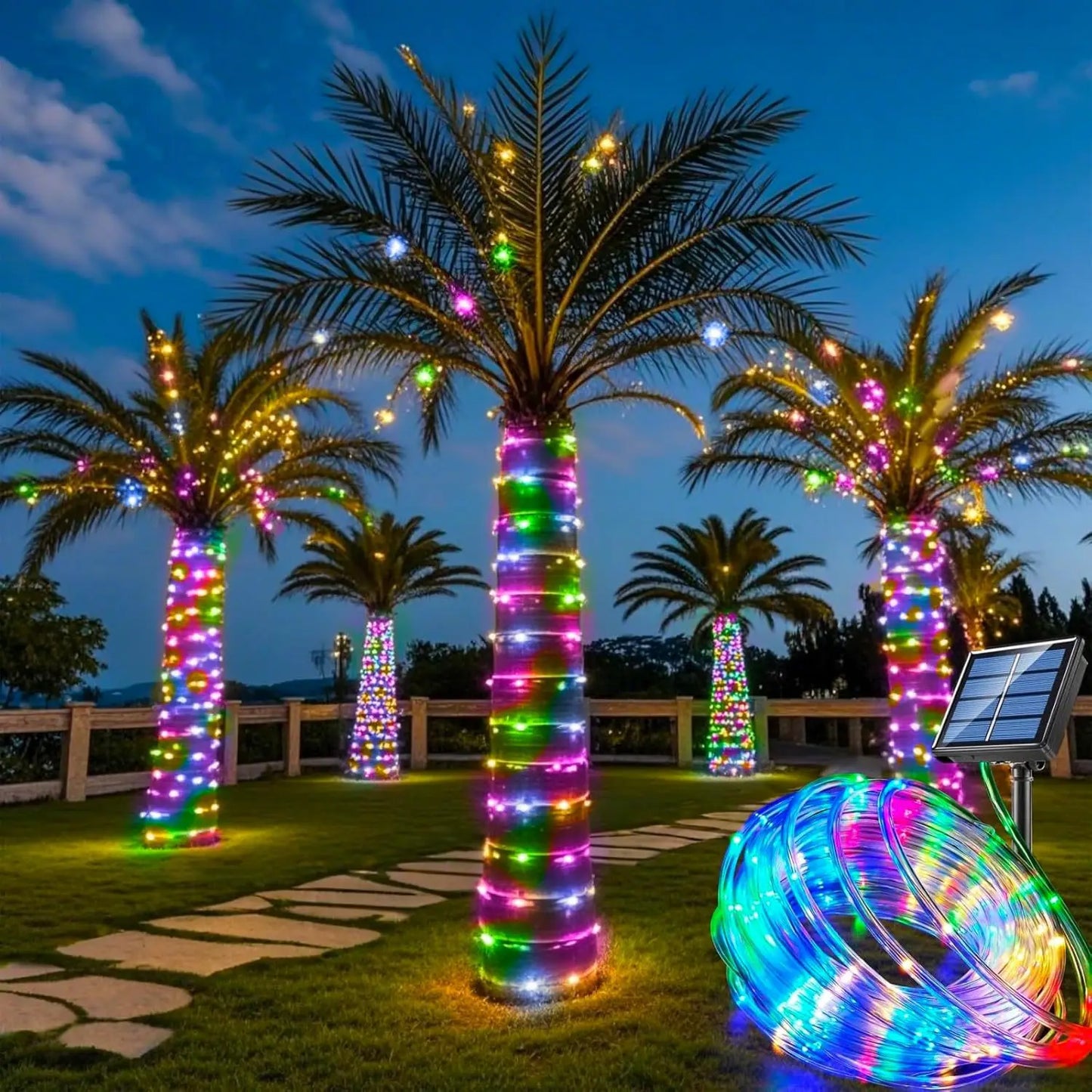Karnz | LumiSolar Lichterkette Außenbereich | 7–32 m | Solar betrieben & wasserdicht | 8 Lichtmodi | Weihnachten, Garten & Party