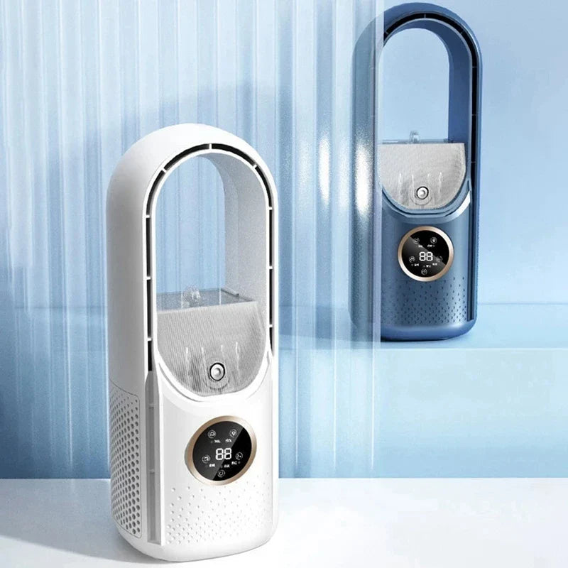Tragbarer USB-Leafless Luftkühler – Leiser 6-Gang Elektrischer Ventilator mit Timer & Luftbefeuchter | Karnz