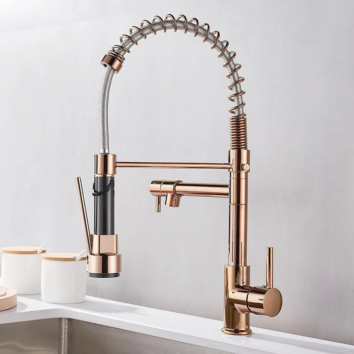 Karnz | DualFlow Küchenarmatur - Luxuriöse Doppel-Bronze-Küchenarmatur