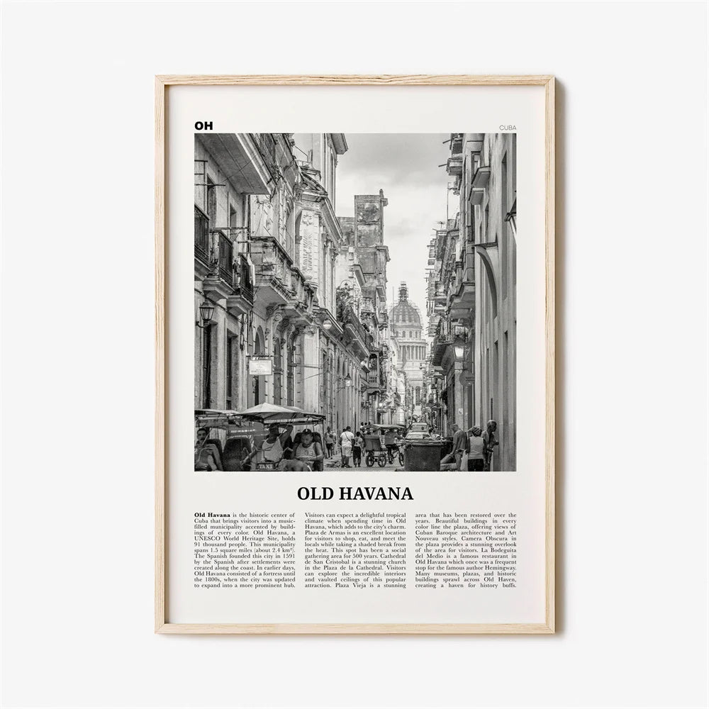 Cuba Havana Schwarz & Weiß Reiseplakat Wandkunst Feine Kunst Leinwanddrucke Bilder Für Wohnzimmer Esszimmer | Karnz