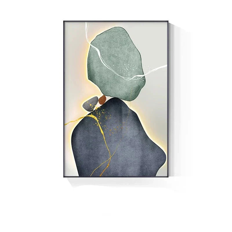 Moderne abstrakte nordische Zen-Kiesel Wandkunst feine Kunstdrucke auf Leinwand neutrale Töne geomorphes Design Bilder für zeitgenössische Innenräume | Karnz