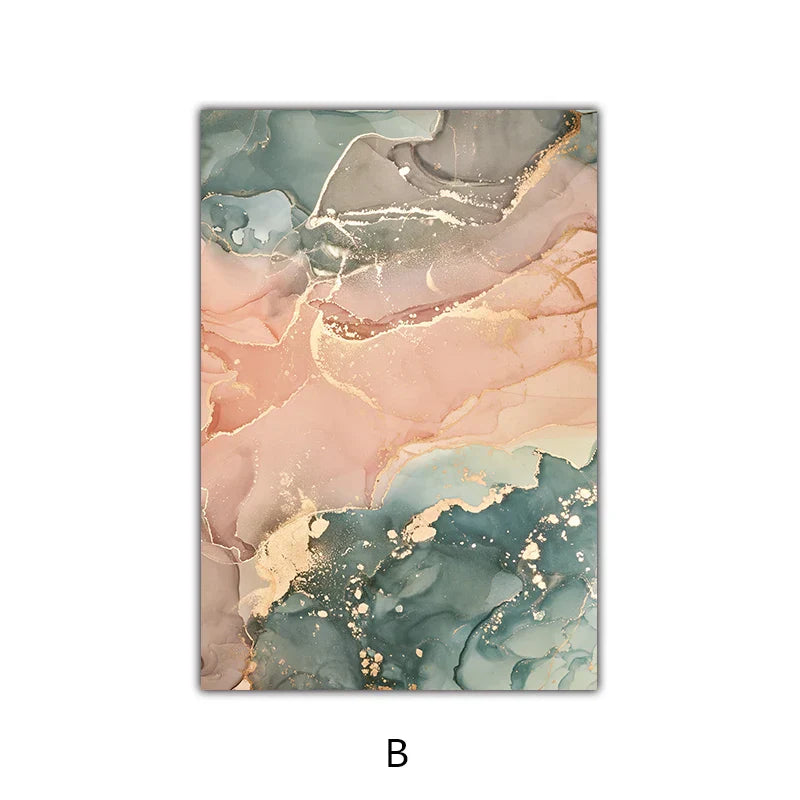Bunte Schattierungen von Pink Blau Jade Flüssig Marmor Druck Wandkunst Feine Kunstleinwand Drucke Bilder für Wohnzimmer Schlafzimmer Hotel Salon Kunst Dekor | Karnz