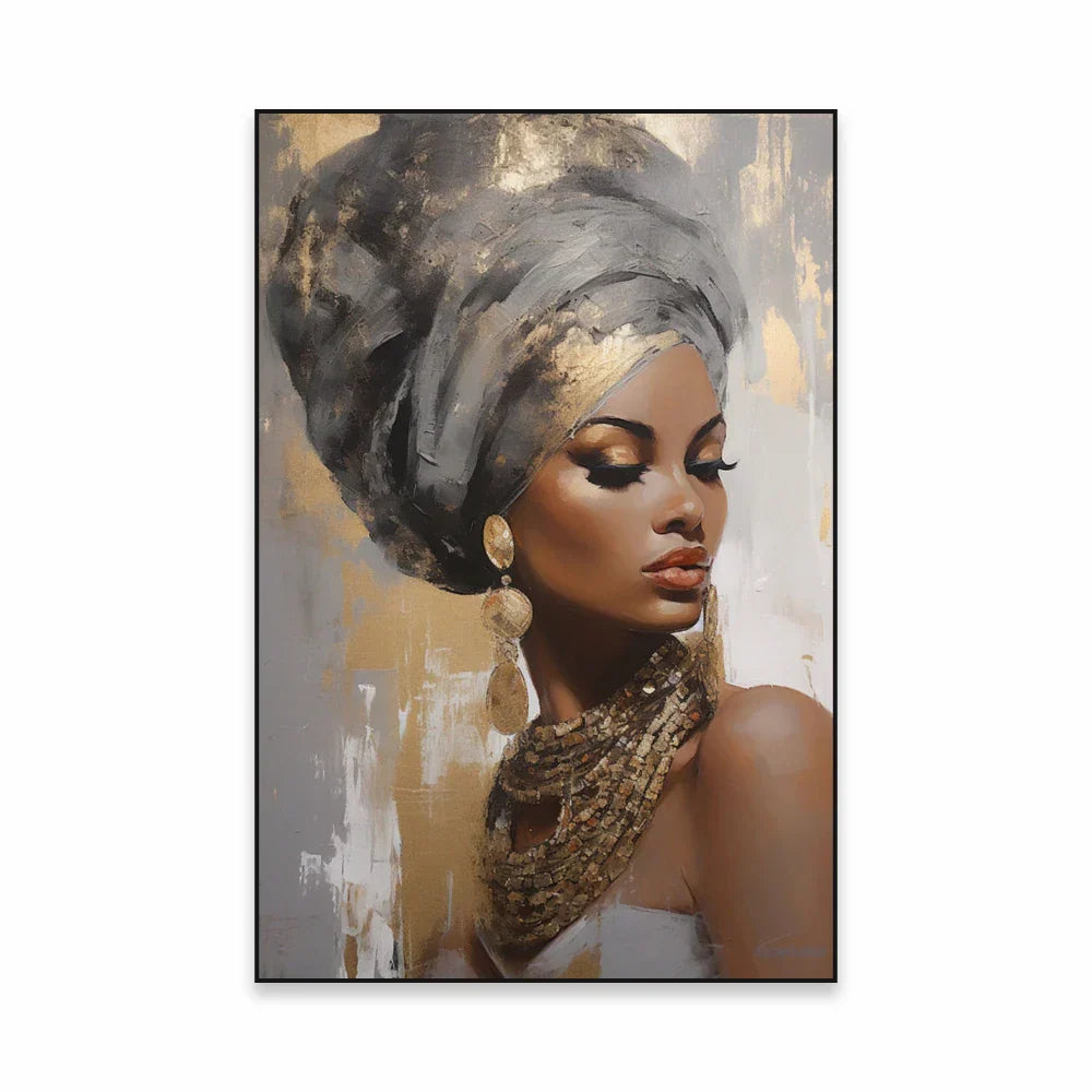Golden Girl Fashion Wandkunst Fine Art Leinwanddrucke Moderne Abstrakte Porträtbilder Für Wohnzimmer Schlafzimmer Boutique Salon Kunstdekoration | Karnz