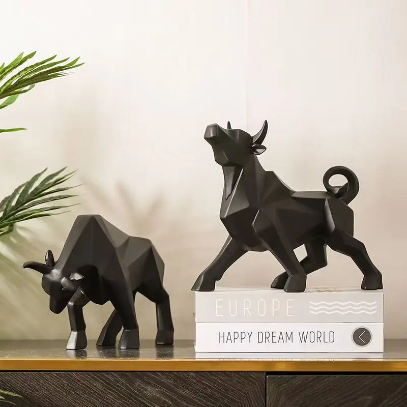 Karnz | ToroArte Stier Skulptur | Nordisches Design | Harzfigur Modern | 35 cm / 26 cm